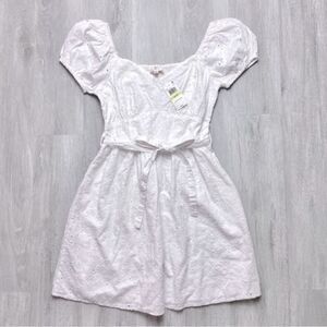 Women's M NWT White 100% Cotton Short Sleeve Summer Dress New